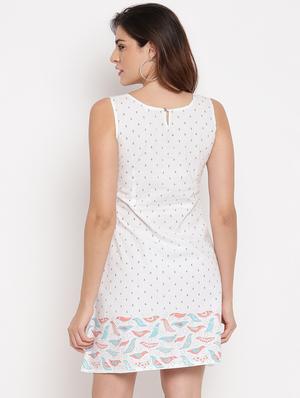 round neck printed a-line dress - 17963176 - Standard Image - 3