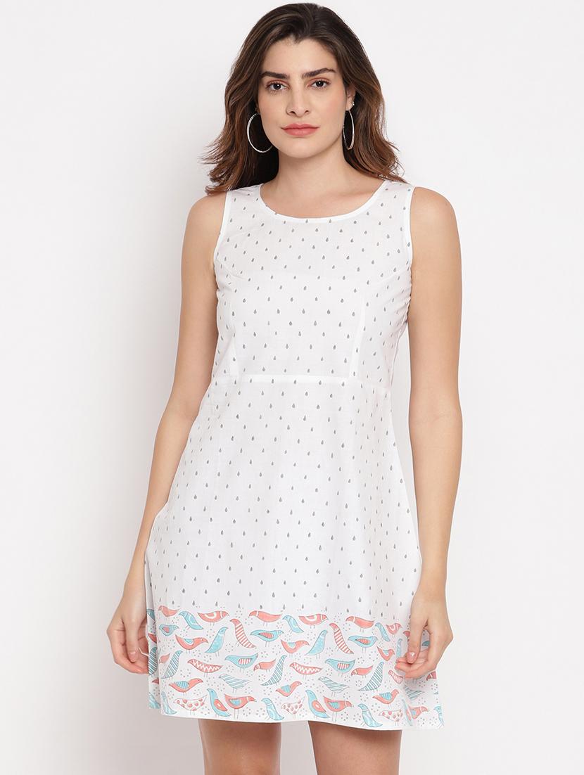 round neck printed a-line dress - 17963176 - Zoom Image - 1