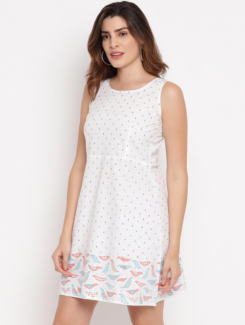round neck printed a-line dress - 17963176 - Zoom Image - 2