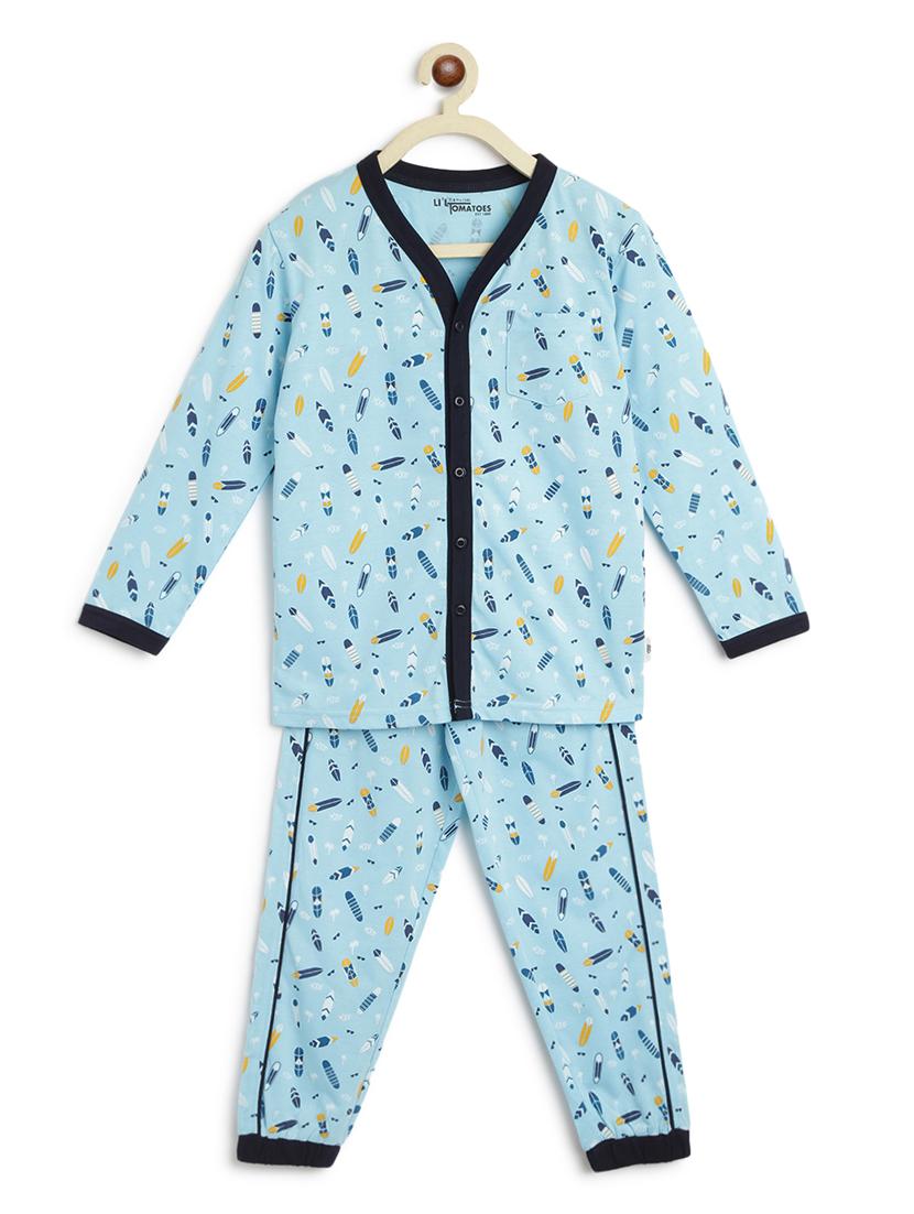 round neck printed pyjama set nightwear - 17963744 - Zoom Image - 1