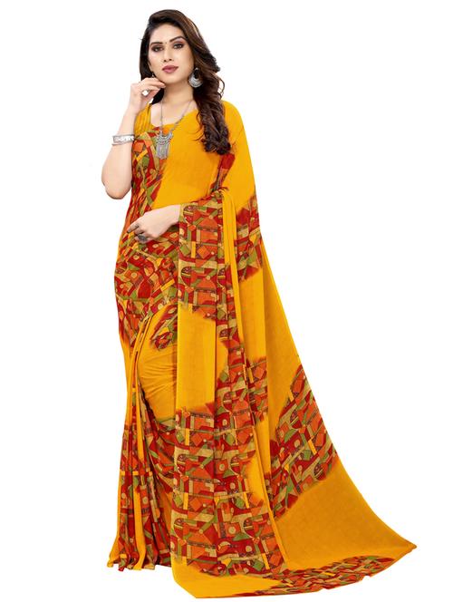abstract printed saree with blouse - 17963756 - Very Small Image - 1