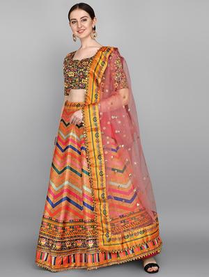 multi colored silk flared lehenga - 17963869 - Standard Image - 2