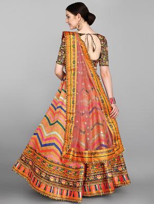 multi colored silk flared lehenga - 17963869 - Standard Image - 3