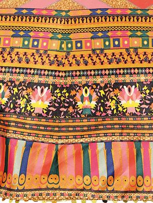 multi colored silk flared lehenga - 17963869 - Standard Image - 6