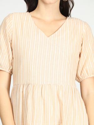v-neck striped fit & flare dress - 17964883 - Standard Image - 4