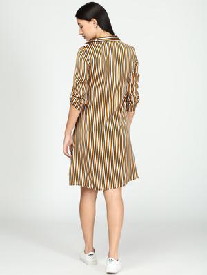 roll up sleeved striped shirt dress - 17964884 - Standard Image - 3