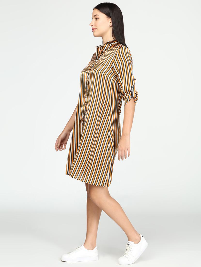 roll up sleeved striped shirt dress - 17964884 - Zoom Image - 2