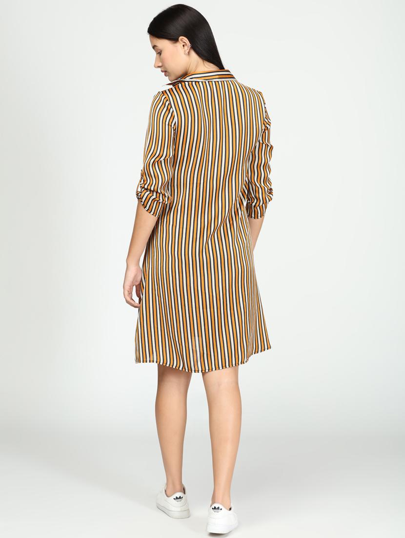roll up sleeved striped shirt dress - 17964884 - Zoom Image - 3