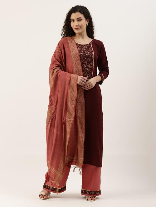 gota patti unstitched suit set - 17965001 - Very Small Image - 1