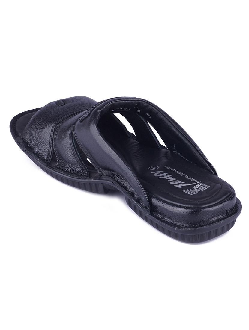 black leather slip on flip flops - 17965197 - Zoom Image - 3