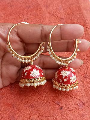 red metal balli earring - 17965241 - Standard Image - 2
