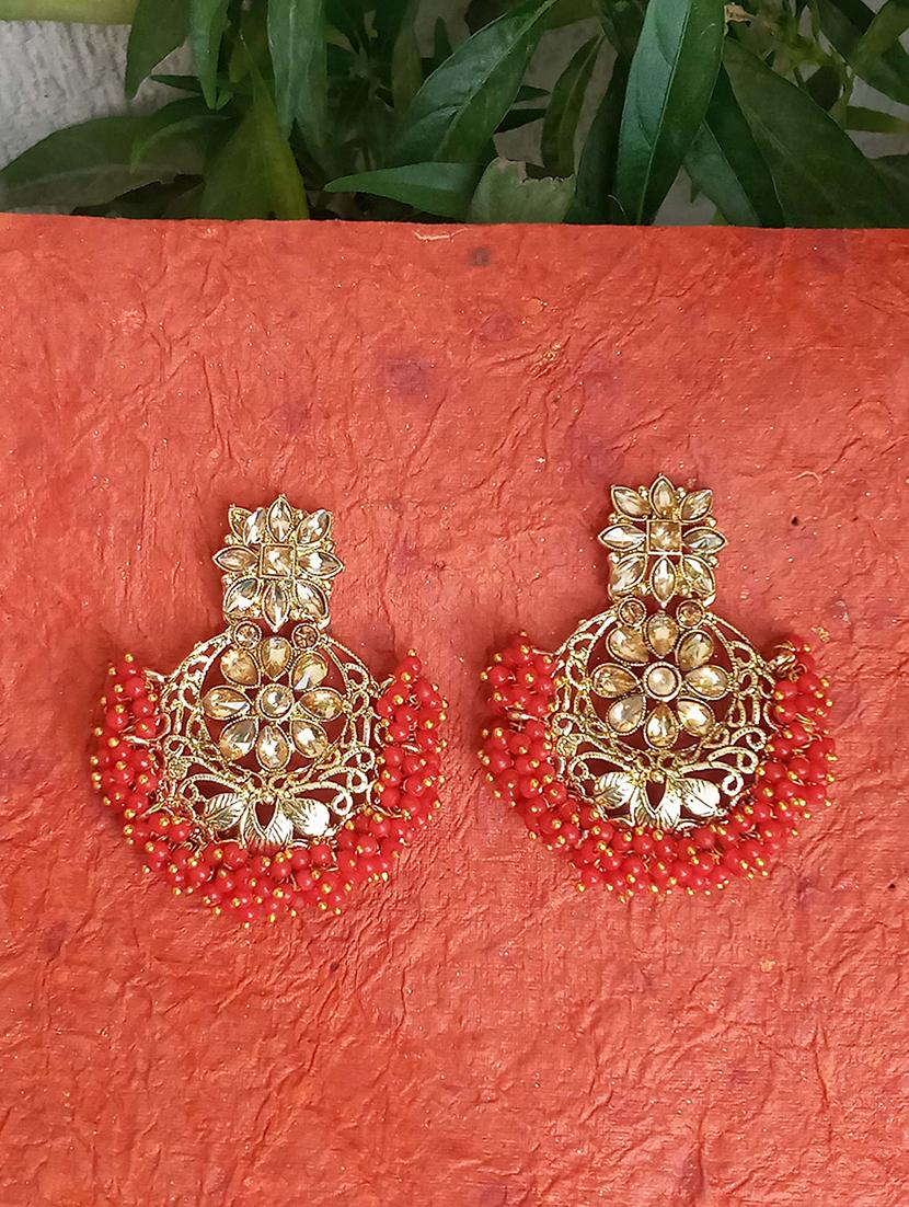 red metal chandballi earring - 17965246 - Zoom Image - 2