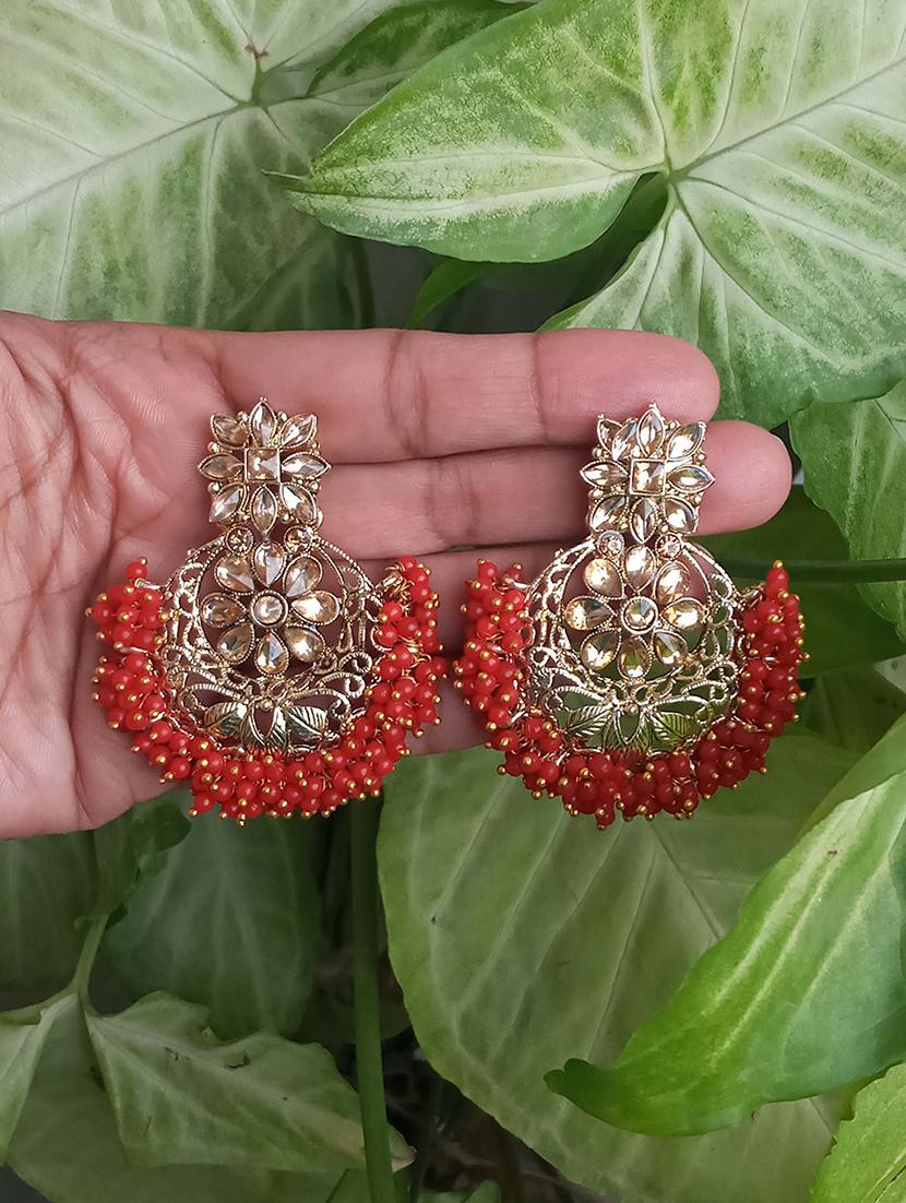 red metal chandballi earring - 17965246 - Zoom Image - 3
