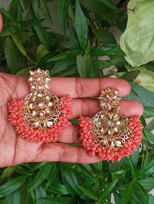 orange metal chandballi earring - 17965247 - Standard Image - 3