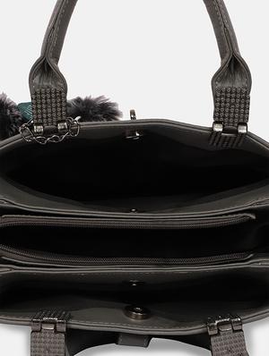 grey leatherette (pu) regular handbag - 17965285 - Standard Image - 3