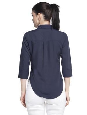 curved hem solid shirt - 17965402 - Standard Image - 3