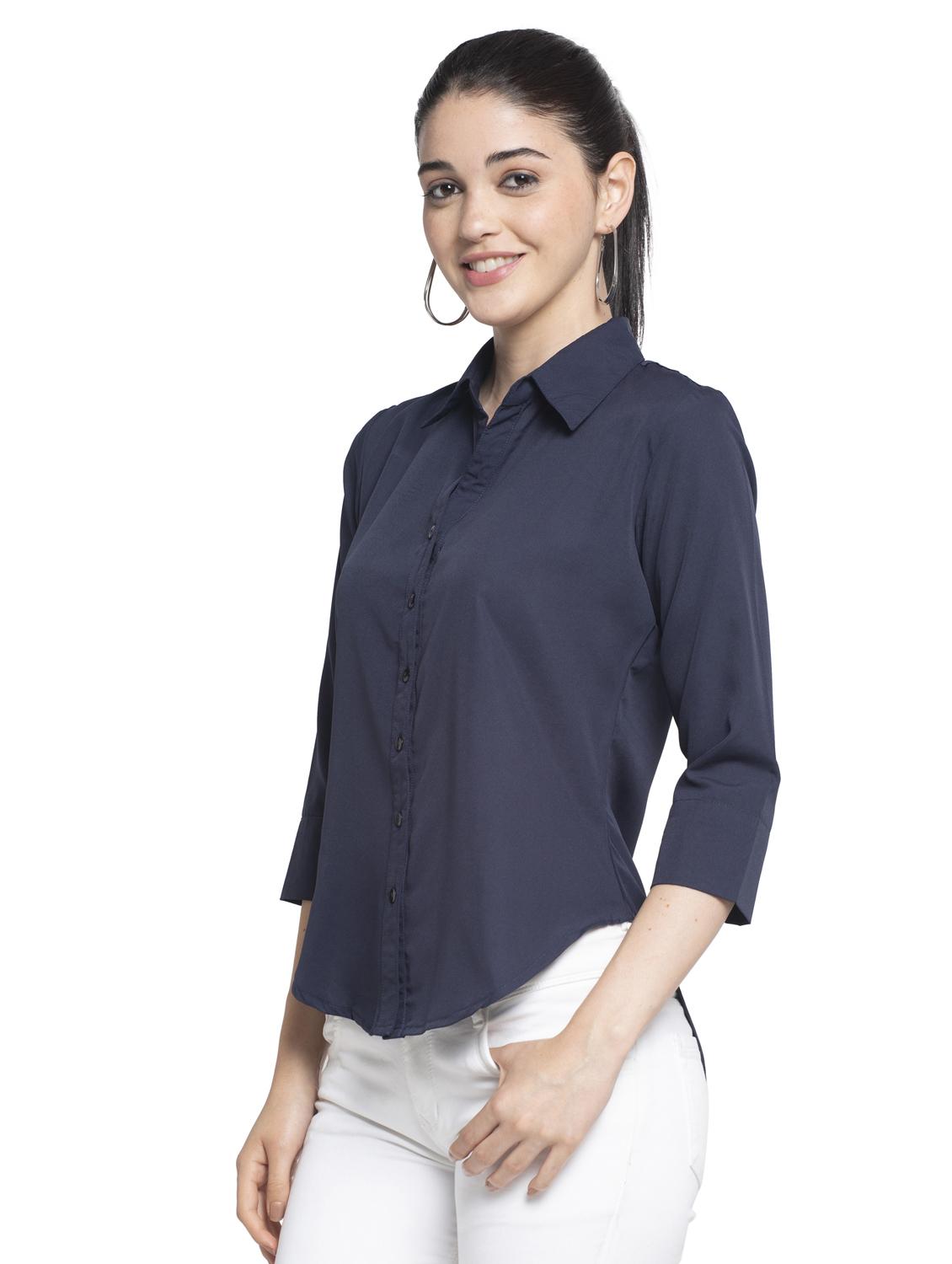 curved hem solid shirt - 17965402 - Zoom Image - 2