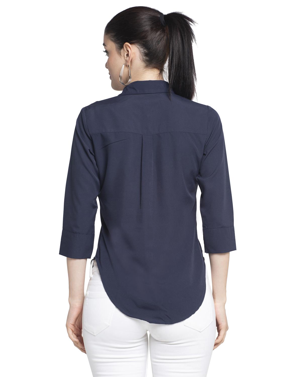 curved hem solid shirt - 17965402 - Zoom Image - 3