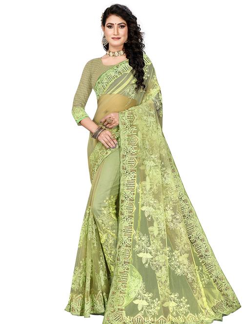 tonal embroidered saree with blouse - 17967380 - Very Small Image - 1