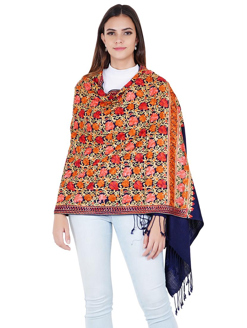 navy blue embroidered stole - 17967787 - Zoom Image - 1