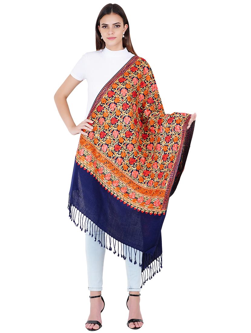 navy blue embroidered stole - 17967787 - Zoom Image - 2