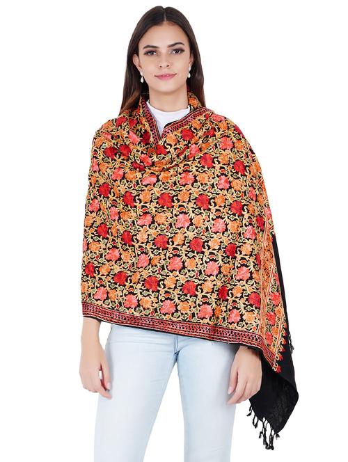 black floral printed stole - 17967789 - Standard Image - 1