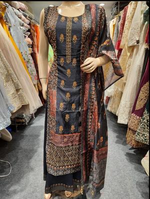 fancy one piece with dupatta silk - 17968421 - Standard Image - 2