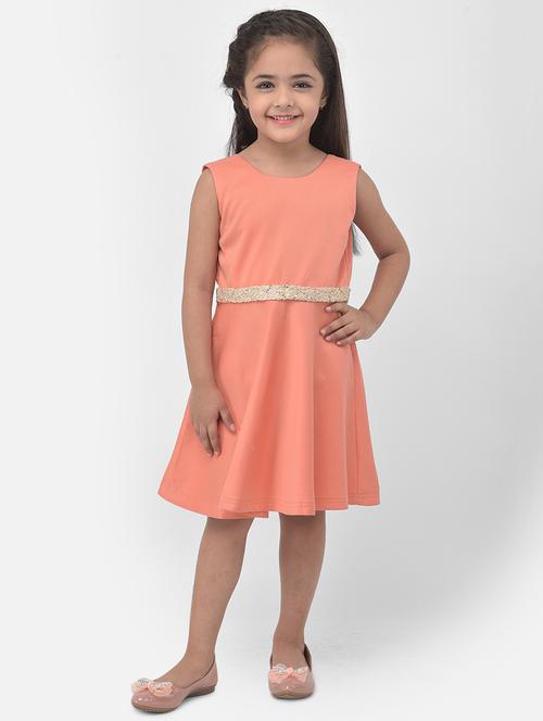 orange solid frock - 17968700 - Standard Image - 1
