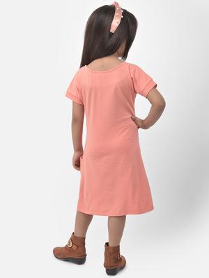peach solid frock - 17968705 - Standard Image - 3