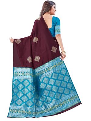 jacquard work banarasi saree with blouse - 17968940 - Standard Image - 3
