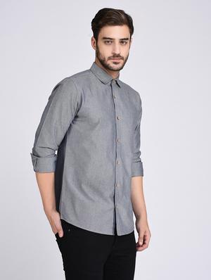 grey solid casual shirt - 17970178 - Standard Image - 2