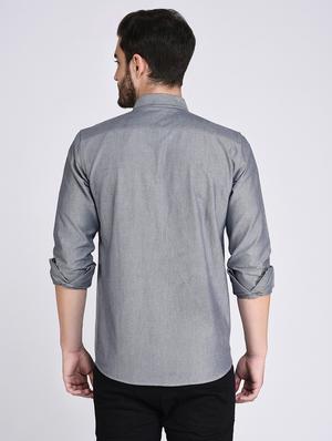 grey solid casual shirt - 17970178 - Standard Image - 4