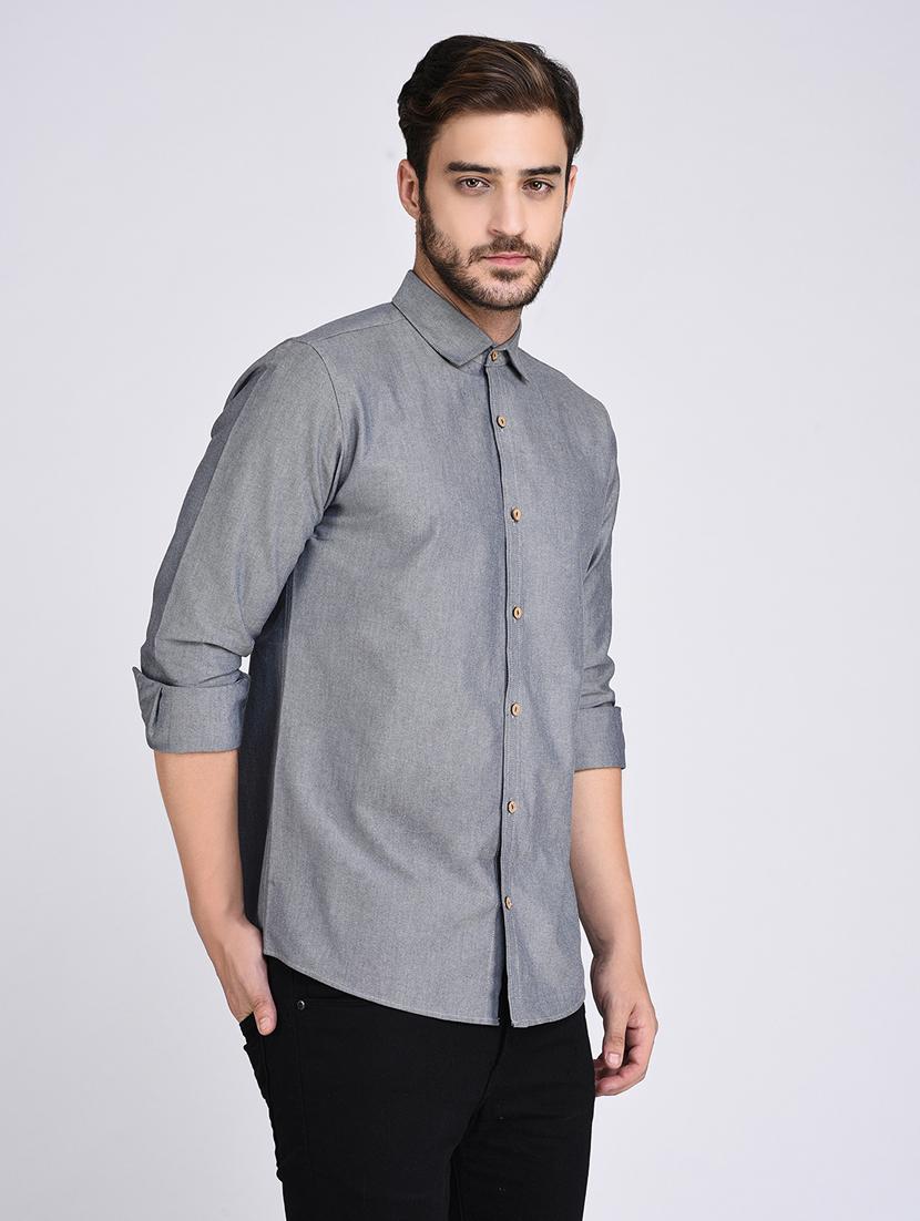 grey solid casual shirt - 17970178 - Zoom Image - 2