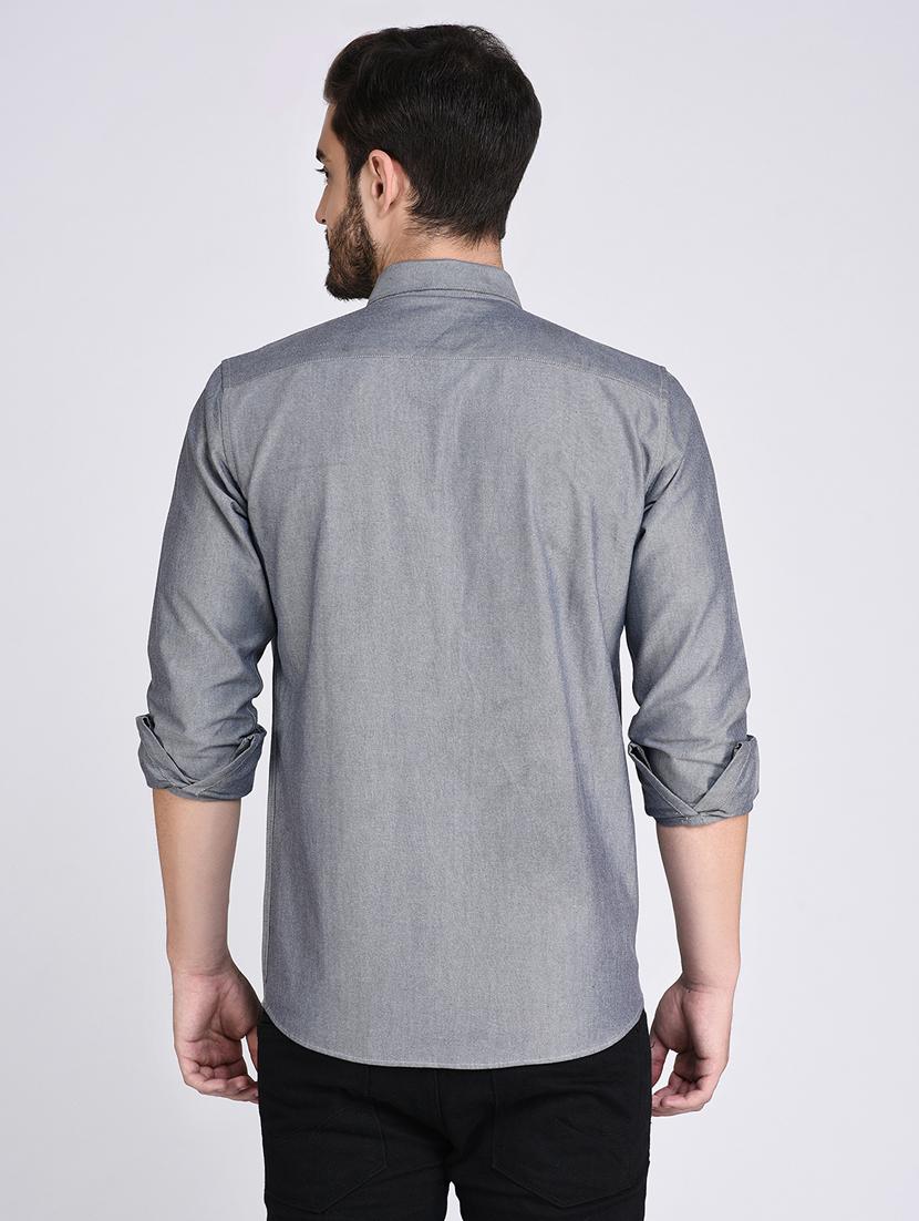 grey solid casual shirt - 17970178 - Zoom Image - 4