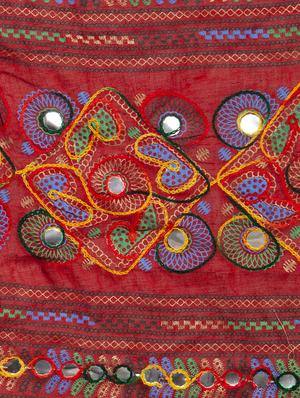 red cotton embroidered dupatta - 17970366 - Standard Image - 4