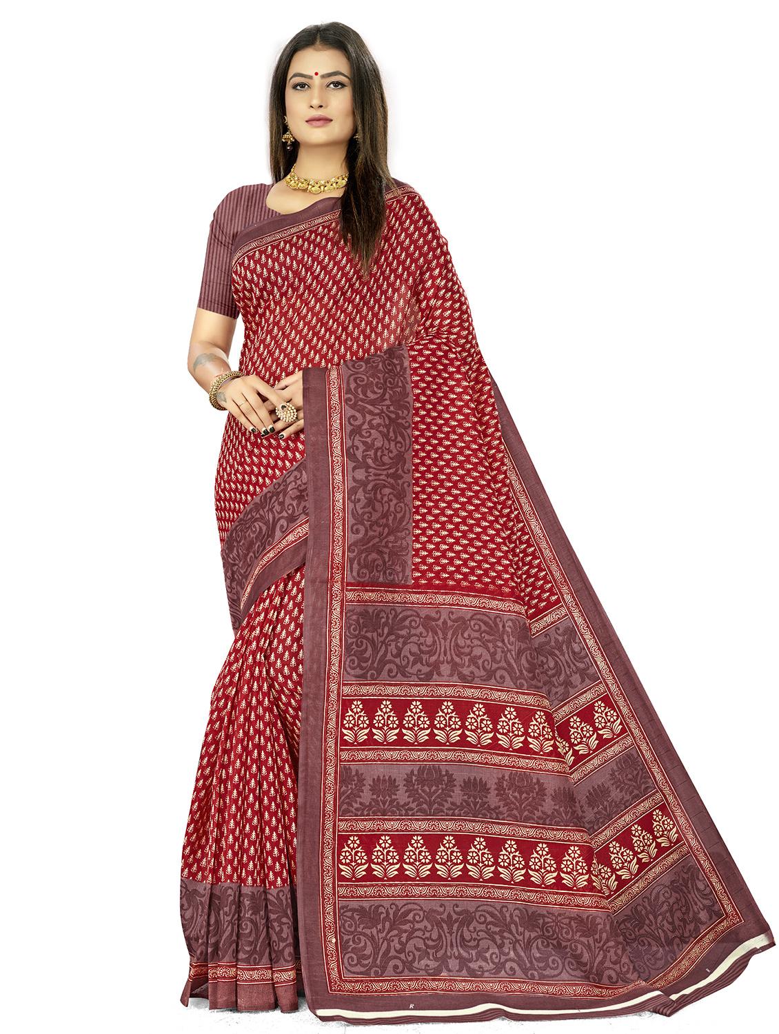 floral printed saree with blouse - 17970715 - Zoom Image - 1