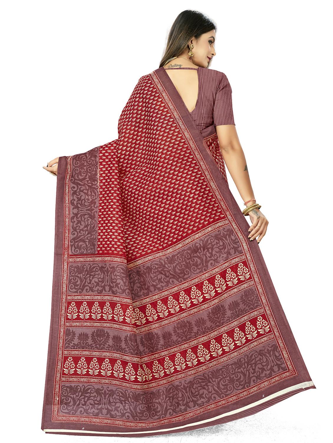 floral printed saree with blouse - 17970715 - Zoom Image - 2