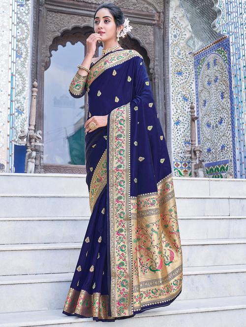ethnic motifs woven saree with blouse - 17970749 - Standard Image - 1