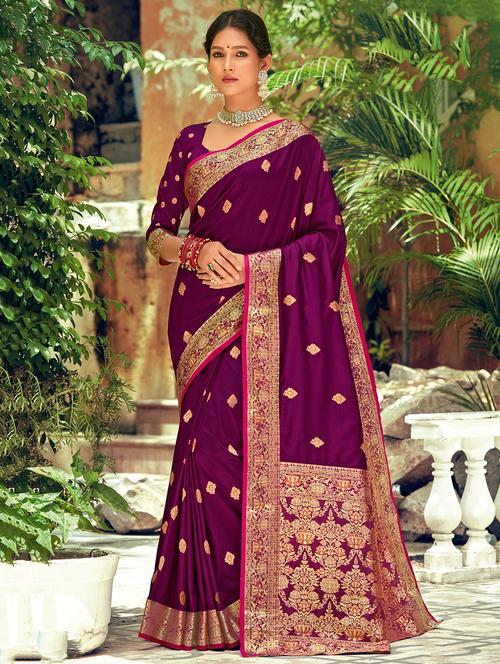 ethnic motifs woven saree with blouse - 17970752 - Standard Image - 1