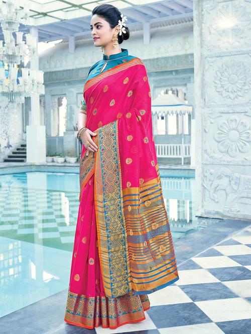 ethnic motifs woven saree with blouse - 17970773 - Standard Image - 1