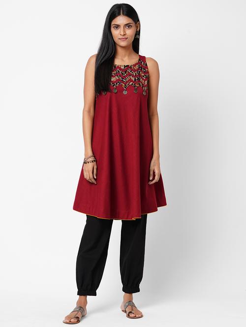 embroidered flared kurta - 17971041 - Standard Image - 1