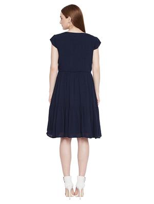 v-neck embroidered a-line dress - 17975380 - Standard Image - 3