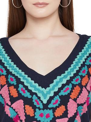 v-neck embroidered a-line dress - 17975380 - Standard Image - 4