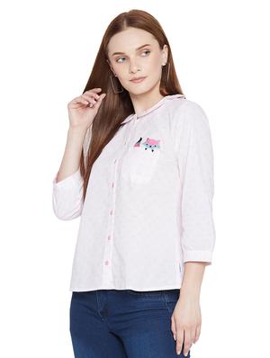 embroidered detail peter pan collar shirt - 17975389 - Standard Image - 2