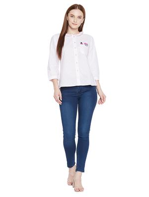 embroidered detail peter pan collar shirt - 17975389 - Standard Image - 4