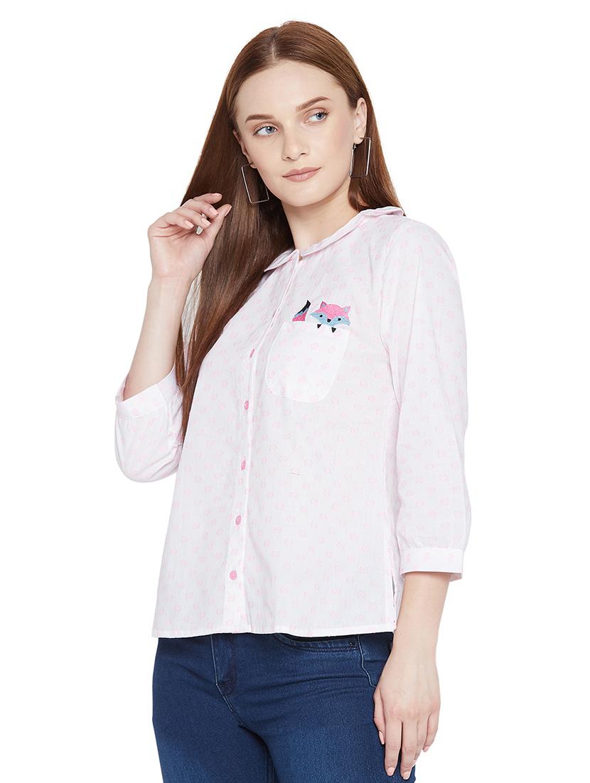 embroidered detail peter pan collar shirt - 17975389 - Zoom Image - 2