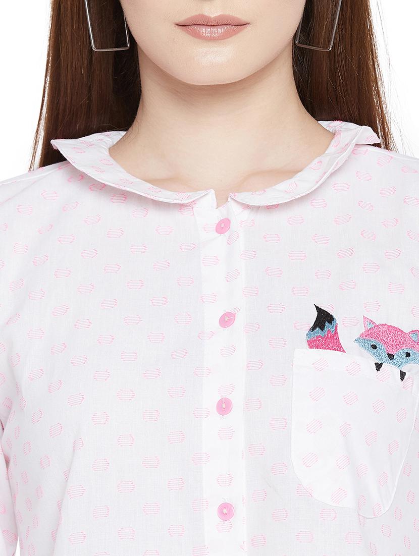 embroidered detail peter pan collar shirt - 17975389 - Zoom Image - 5