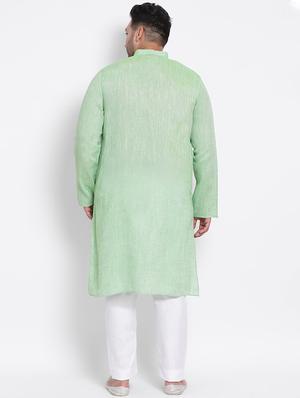 green solid kurta pyjama ethnic wear set - 17975843 - Standard Image - 3