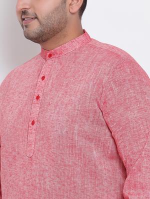red solid kurta pyjama ethnic wear set - 17975845 - Standard Image - 4