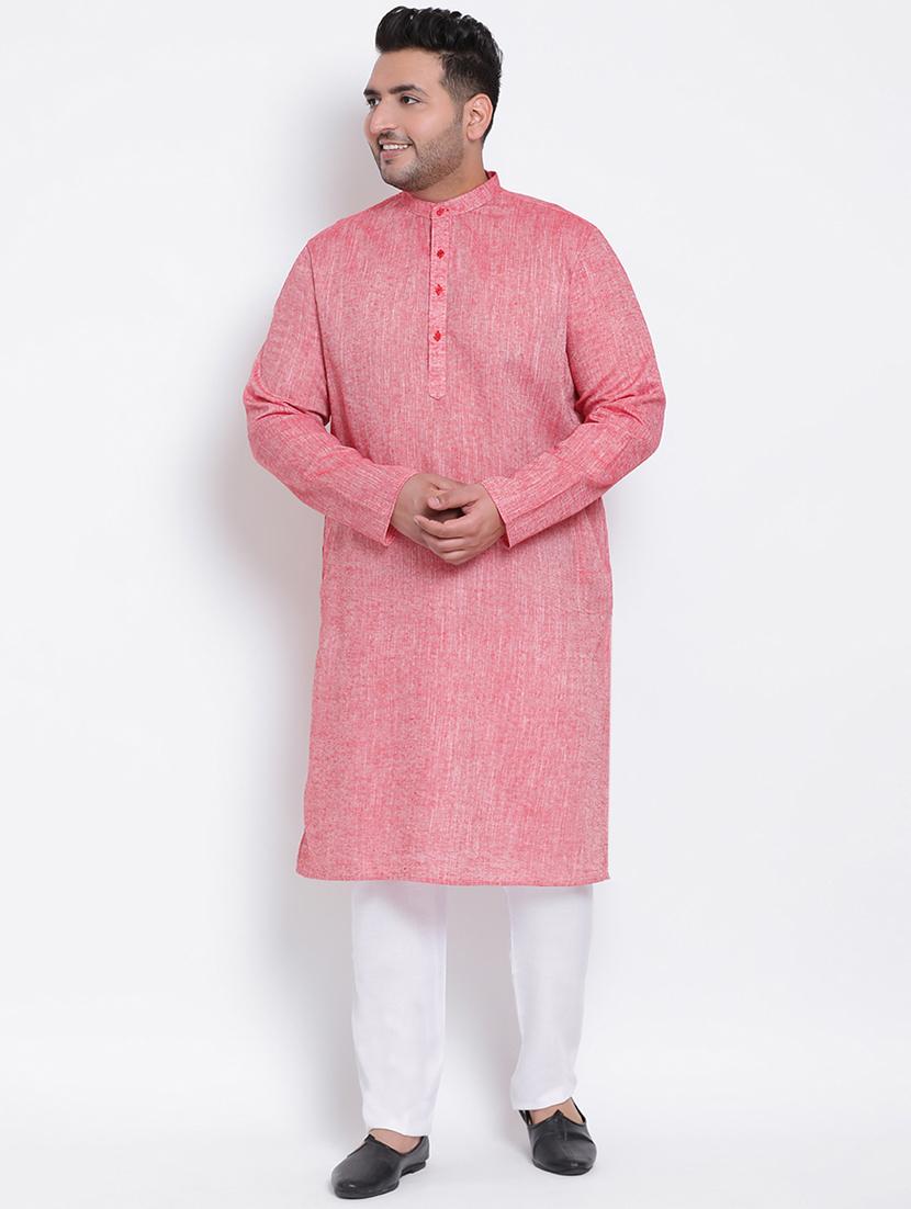 red solid kurta pyjama ethnic wear set - 17975845 - Zoom Image - 1